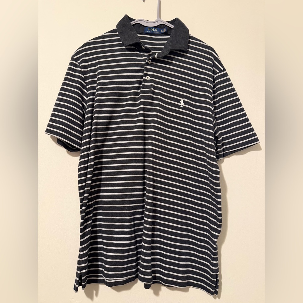 Polo Ralph Lauren Striped Polo Shirt XL Black White